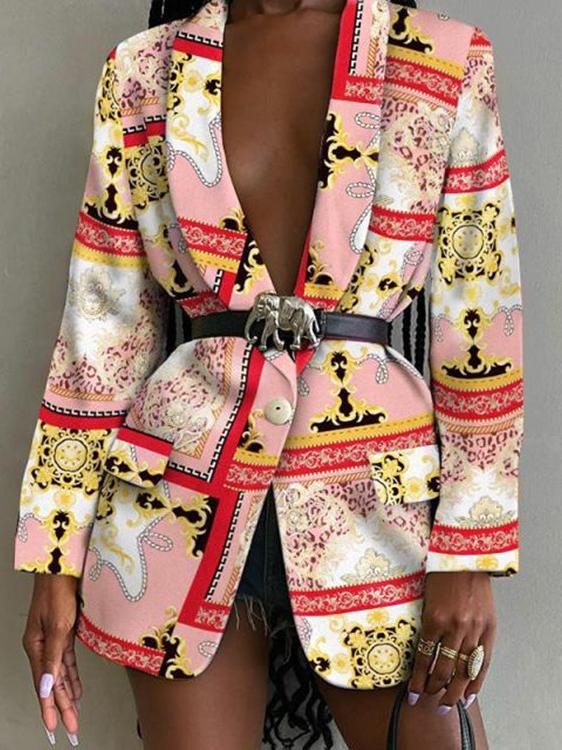 Women's Blazers Fashion Long Sleeve Lapel Printed Blazer - LuckyFash™