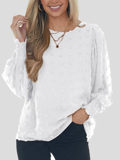 Women's Blouses Chiffon Jacquard Dot Lantern Long Sleeve Blouse - LuckyFash™