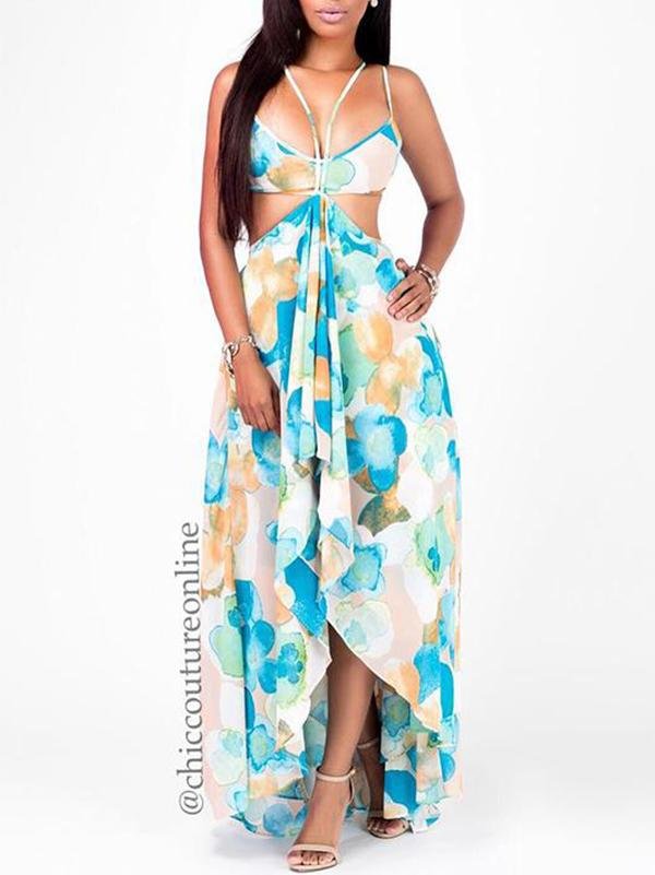 Women's Bohemian Print Sling Chiffon Dress - LuckyFash™