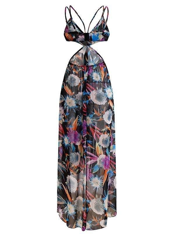 Women's Bohemian Print Sling Chiffon Dress - LuckyFash™