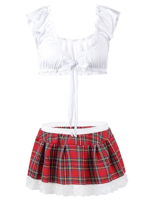 Bowknot Underwear Plaid Skirt for Women