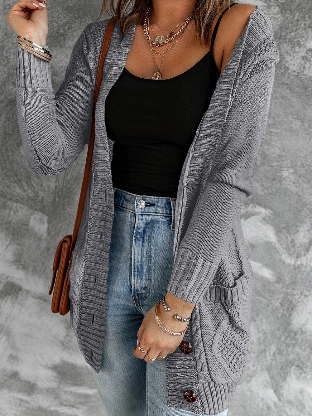 Cardigans Button Pocket Long Sleeve Sweater Cardigan for Women