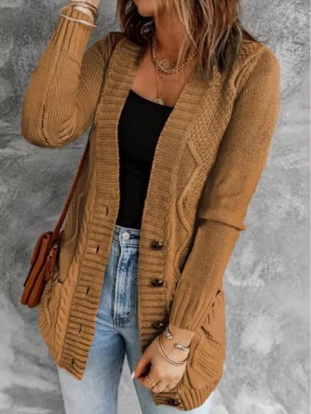 Cardigans Button Pocket Long Sleeve Sweater Cardigan for Women