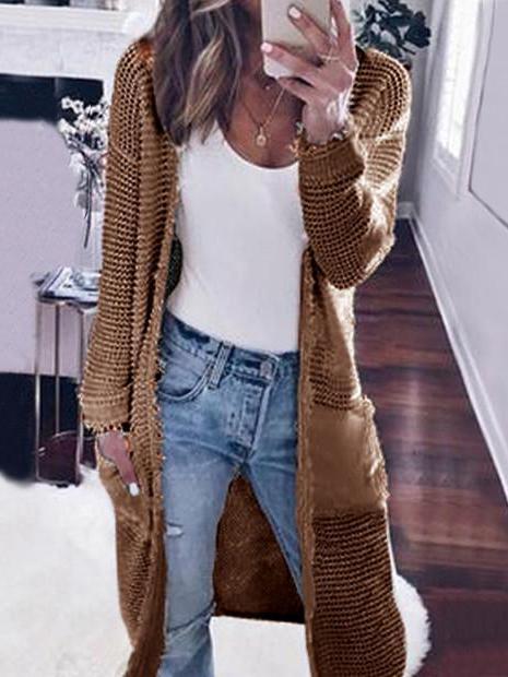 Cardigans Casual Pocket Long Sleeve Knitted Cardigan for Women