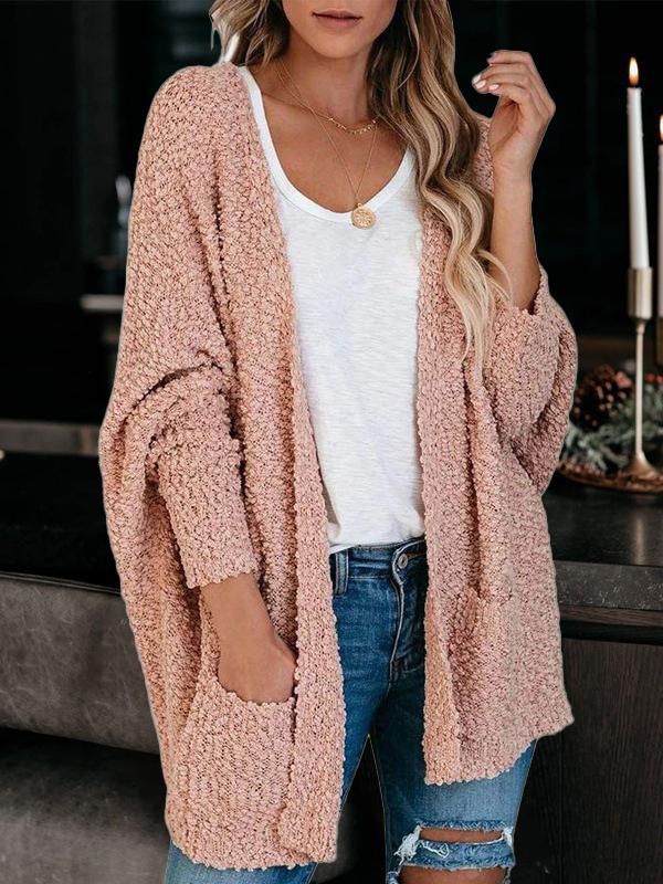 Cardigans Fashion Pocket Long Sleeve Plush Cardigan for Women