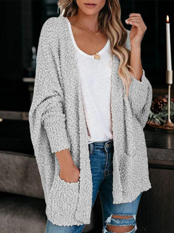 Cardigans Fashion Pocket Long Sleeve Plush Cardigan for Women