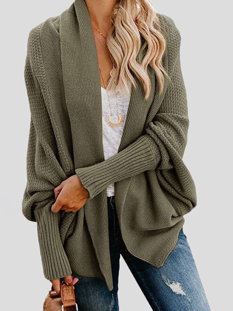 Cardigans Fashion Solid Bat Sleeve Sweater Cardigan for Women