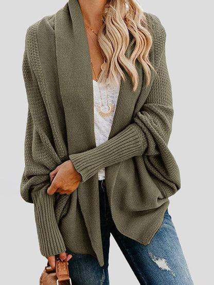 Women's Cardigans Fashion Solid Bat Sleeve Sweater Cardigan - LuckyFash™