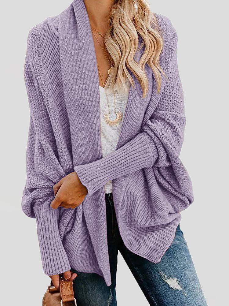 Women's Cardigans Fashion Solid Bat Sleeve Sweater Cardigan - LuckyFash™