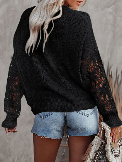 Women's Cardigans Single Breasted Hollow Lace Long Sleeve Sweater Cardigan - LuckyFash™