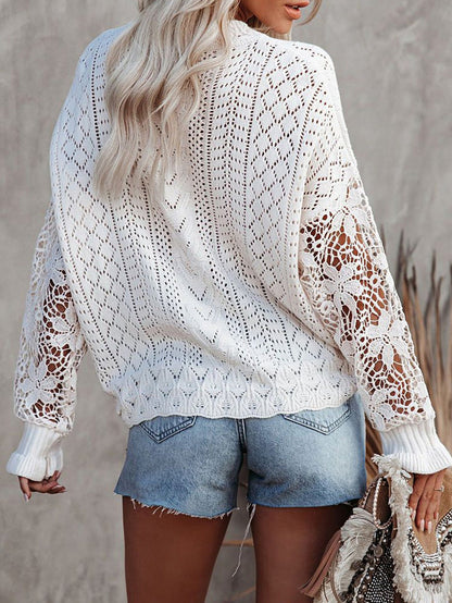 Women's Cardigans Single Breasted Hollow Lace Long Sleeve Sweater Cardigan - LuckyFash™