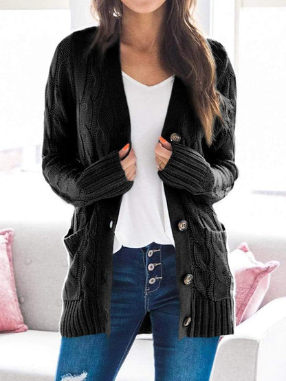 Women's Cardigans Single-Breasted Pocket Long Sleeve Knitted Cardigan - LuckyFash™