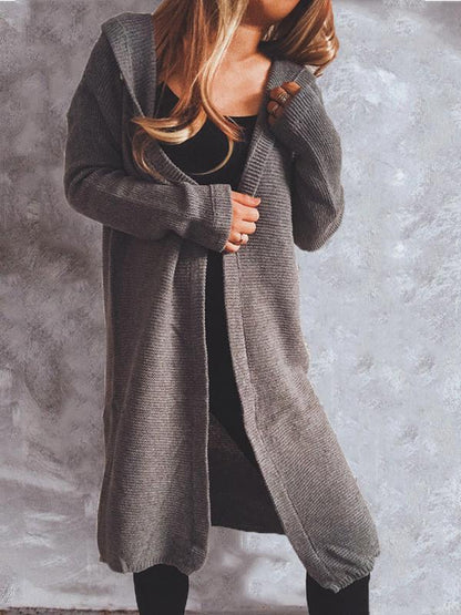 Cardigans Solid Button Long Sleeve Hooded Knitted Cardigan for Women