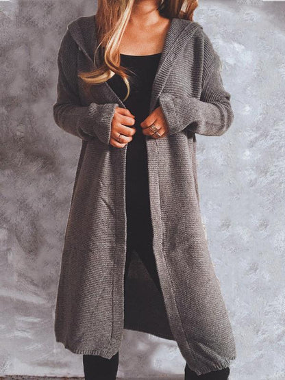 Women's Cardigans Solid Button Long Sleeve Hooded Knitted Cardigan - LuckyFash™