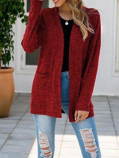 Casual Pure Color Cardigan Sweater for Women