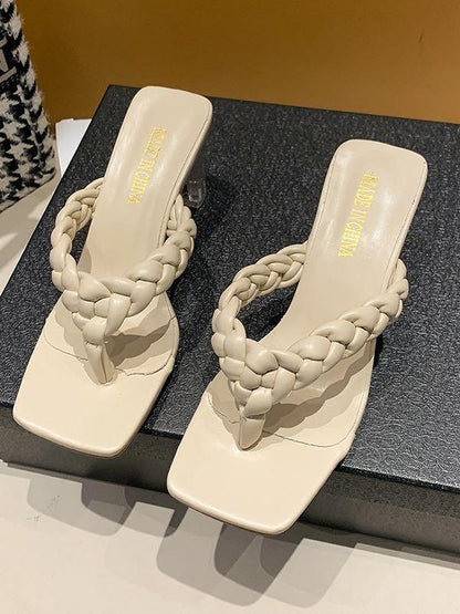 Chic High Heel Weaving Flip-Flops for Women