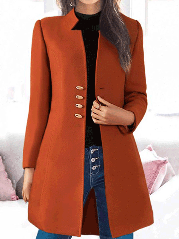 Women's Coats Button Long Sleeve Slim Fit Wool Coat - LuckyFash™