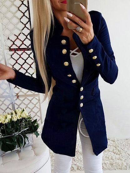 Women's Coats Buttoned Long Sleeve Slim Mid-Length Coats - LuckyFash™