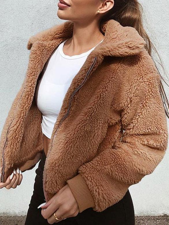 Women's Coats Comfortable Plush Zipper Warm Coat - LuckyFash™