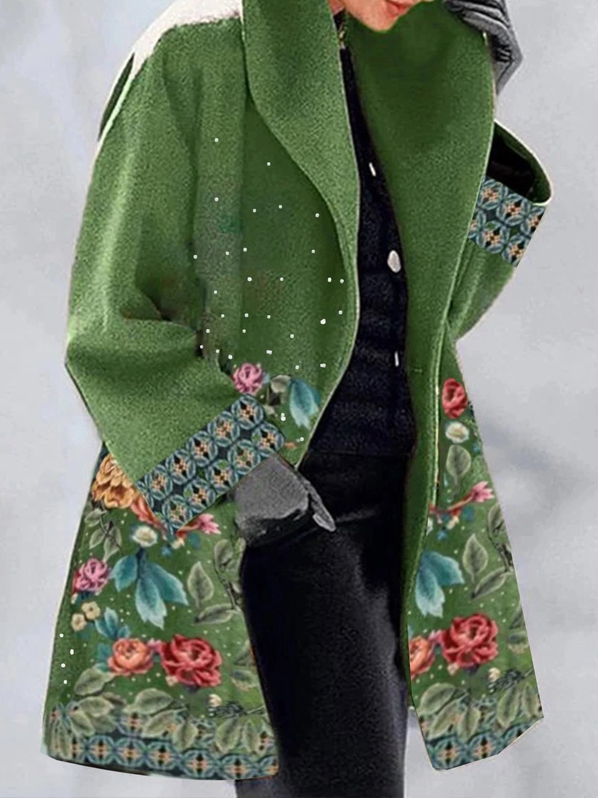 Women's Coats Floral Print Lapel Woolen Coat - LuckyFash™