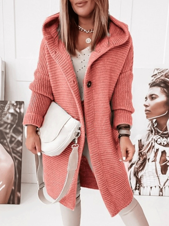 Women's Coats Hooded Button Knit Cardigan Coat - LuckyFash™