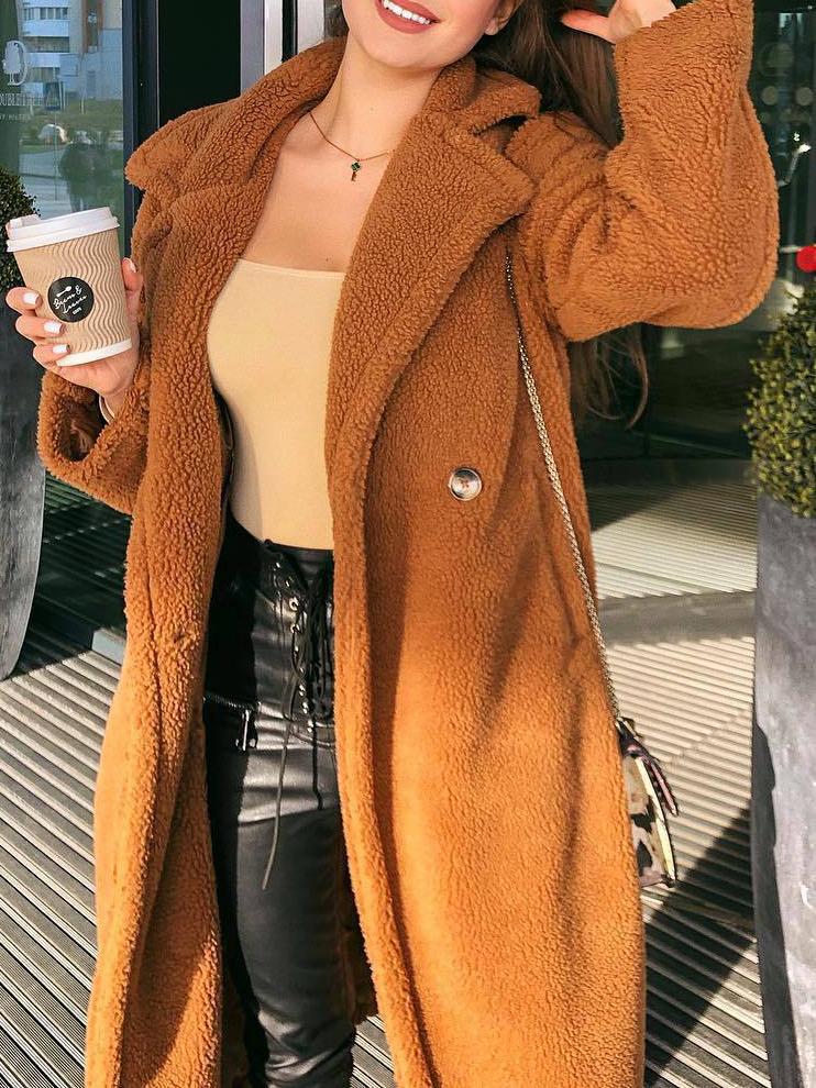 Women's Coats Lapel Button-Breasted Woolen Long Coat - LuckyFash™