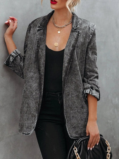 Women's Coats Lapel Long Sleeve Cardigan Denim Coat - LuckyFash™