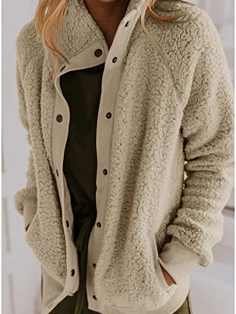 Women's Coats Long Sleeve Button Pocket Loose Coat - LuckyFash™