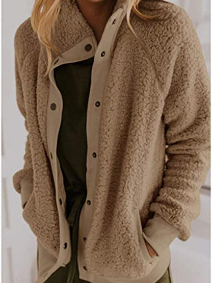 Women's Coats Long Sleeve Button Pocket Loose Coat - LuckyFash™