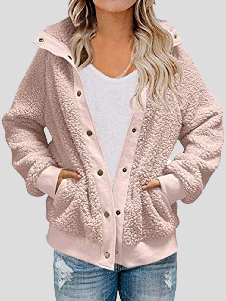 Women's Coats Long Sleeve Button Pocket Loose Coat - LuckyFash™