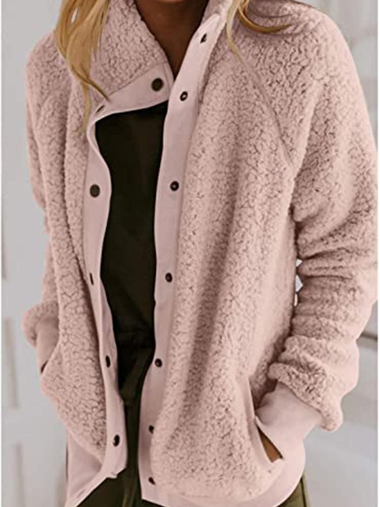 Women's Coats Long Sleeve Button Pocket Loose Coat - LuckyFash™