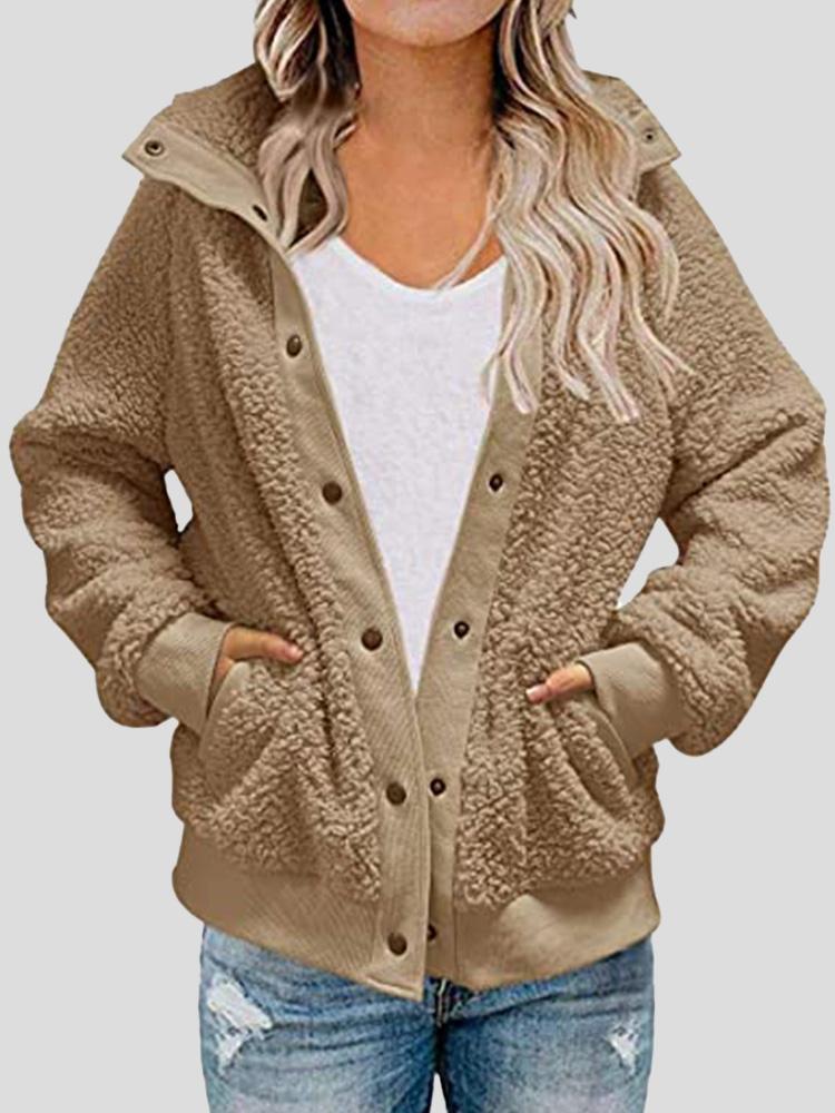 Women's Coats Long Sleeve Button Pocket Loose Coat - LuckyFash™