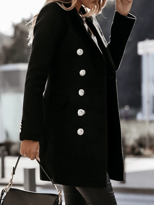 Women's Coats Long Sleeve Lapel Double-Breasted Woolen Coat - LuckyFash™