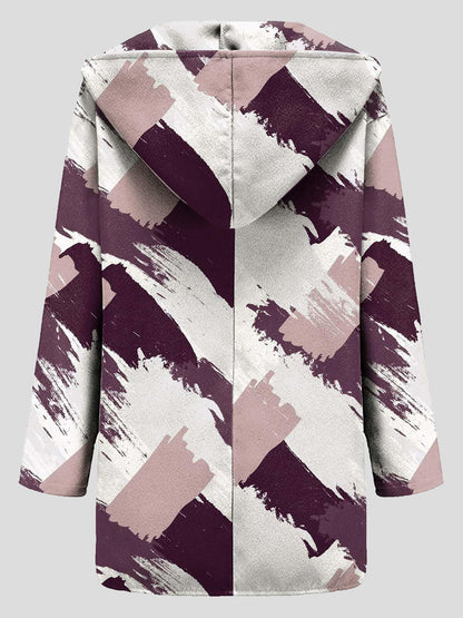 Women's Coats Loose Retro Print Lapel Woolen Coat - LuckyFash™