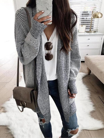 Women's Coats Plaid Mid-Length Woolen Cardigan Coat - LuckyFash™