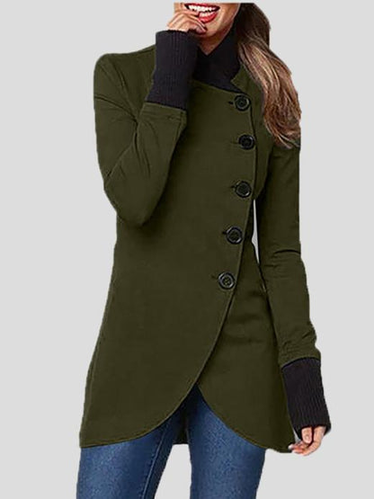 Coats Single-Breasted Long Sleeve Irregular Coat for Women