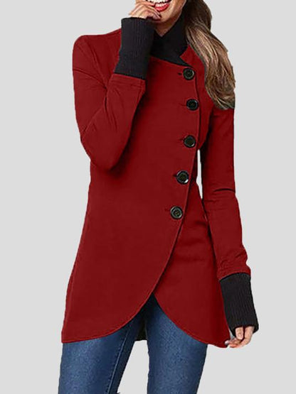 Coats Single-Breasted Long Sleeve Irregular Coat for Women