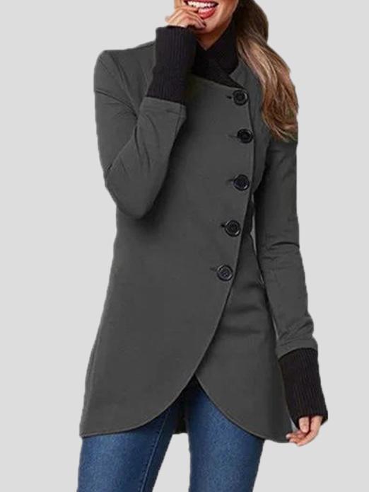 Coats Single-Breasted Long Sleeve Irregular Coat for Women