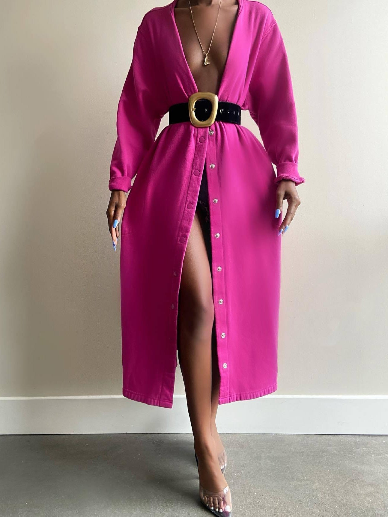 Women's Coats Solid Button Long Sleeve Long Coat - LuckyFash™