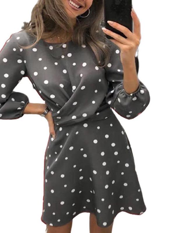 Women's Crewneck Polka Dot Formal Dress - LuckyFash™