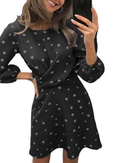 Women's Crewneck Polka Dot Formal Dress - LuckyFash™