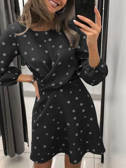 Women's Crewneck Polka Dot Formal Dress - LuckyFash™