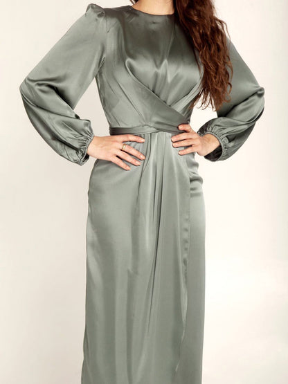 Women's Dresses Acetate Silk Long Sleeve Irregular Dress - LuckyFash™