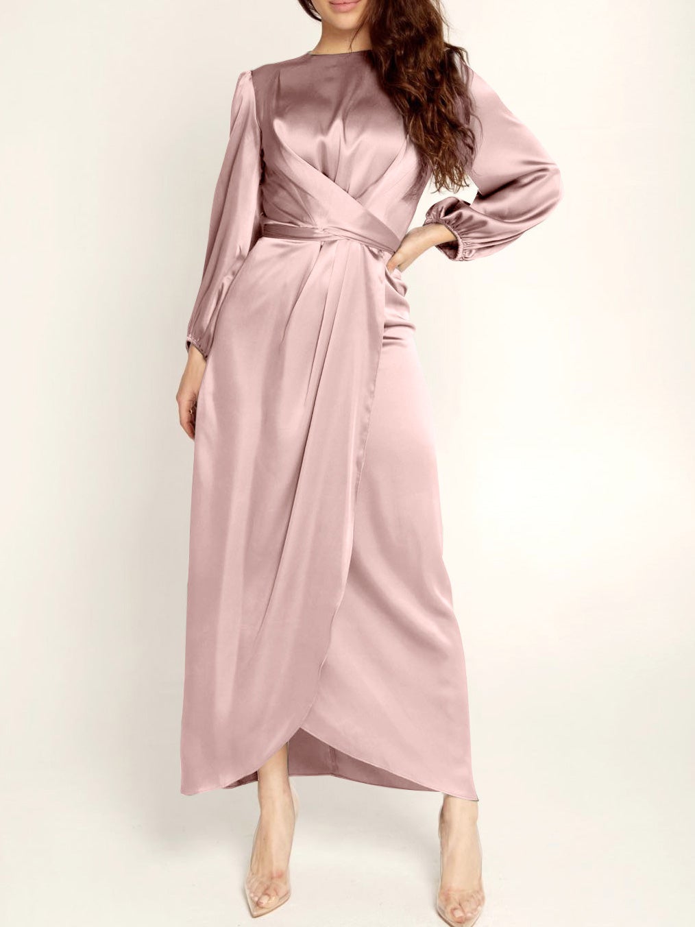 Women's Dresses Acetate Silk Long Sleeve Irregular Dress - LuckyFash™