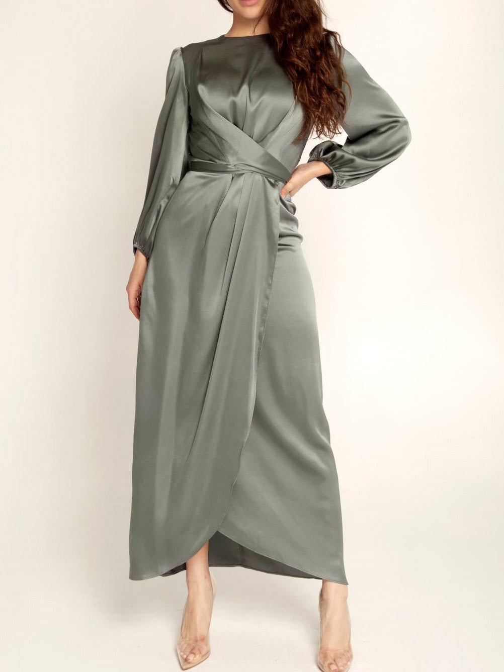 Women's Dresses Acetate Silk Long Sleeve Irregular Dress - LuckyFash™