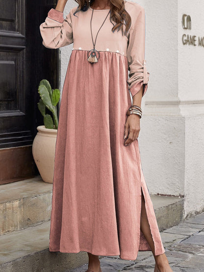 Women's Dresses Casual Crew Neck Long Sleeve Slit Dress - LuckyFash™