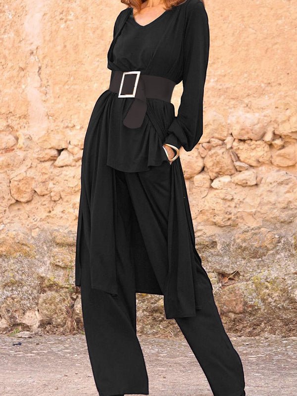 Women's Dresses Casual Solid Belted Long Sleeve Dress - LuckyFash™