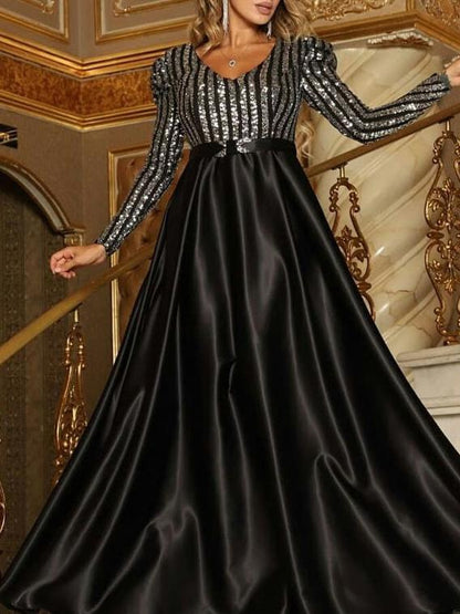 Dresses Deep V Neck Long Sleeve Party Evening Dress for Women