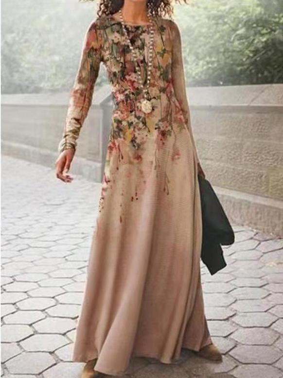 Women's Dresses Elegant Retro Print Long Sleeve Dress - LuckyFash™