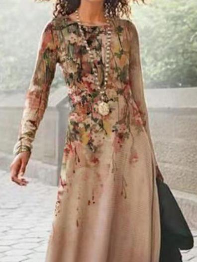 Women's Dresses Elegant Retro Print Long Sleeve Dress - LuckyFash™